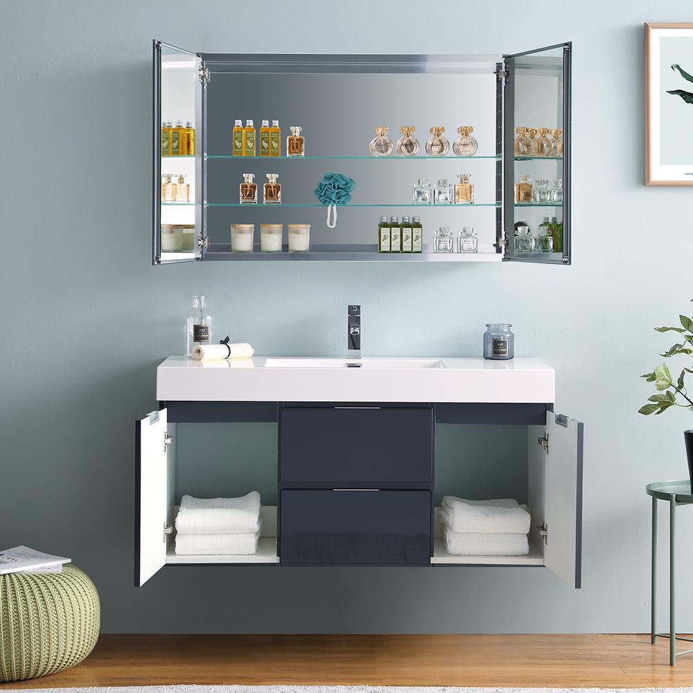 Fresca Valencia 48" Wall Hung Modern Bathroom Vanity w/ Medicine Cabinet Vanity Fresca 