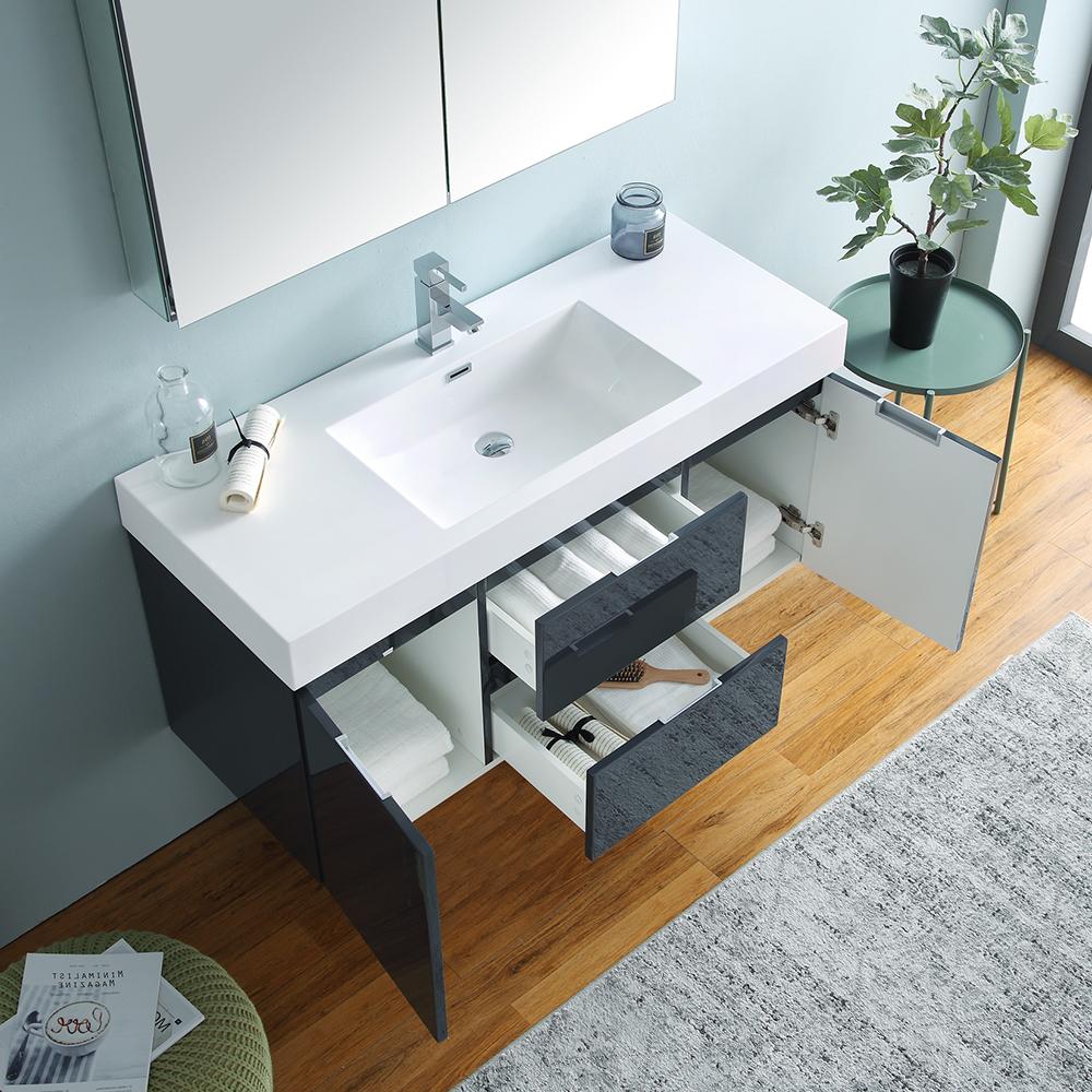 Fresca Valencia 48" Wall Hung Modern Bathroom Vanity w/ Medicine Cabinet Vanity Fresca 