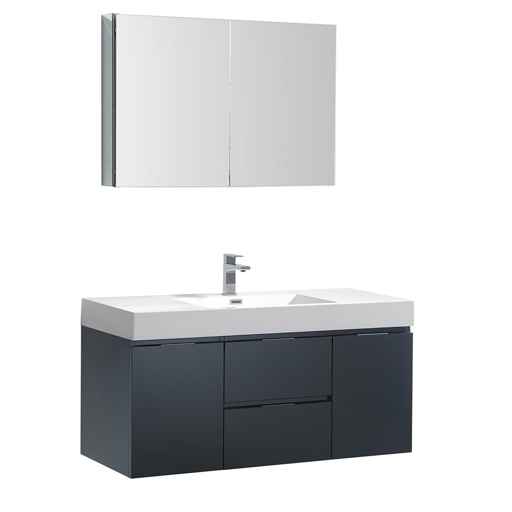 Fresca Valencia 48" Wall Hung Modern Bathroom Vanity w/ Medicine Cabinet Vanity Fresca Dark Slate Gray 