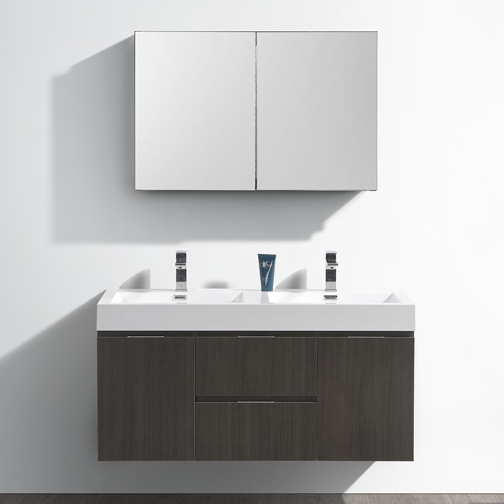 Fresca Valencia 48" Wall Hung Double Sink Modern Bathroom Vanity w/ Medicine Cabinet Vanity Fresca 
