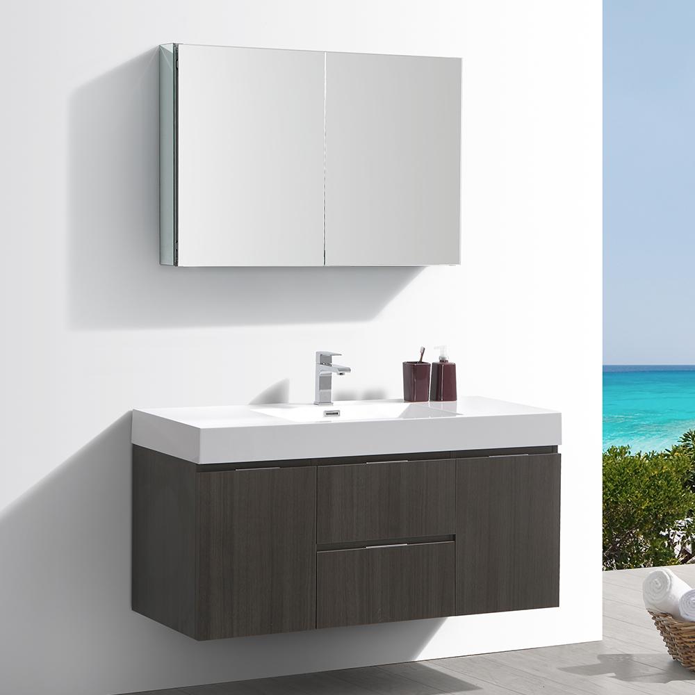 Fresca Valencia 48" Wall Hung Modern Bathroom Vanity w/ Medicine Cabinet Vanity Fresca 