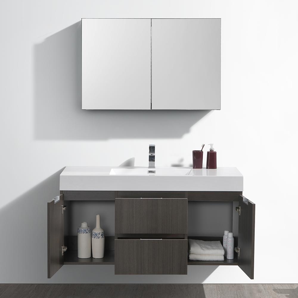 Fresca Valencia 48" Wall Hung Modern Bathroom Vanity w/ Medicine Cabinet Vanity Fresca 