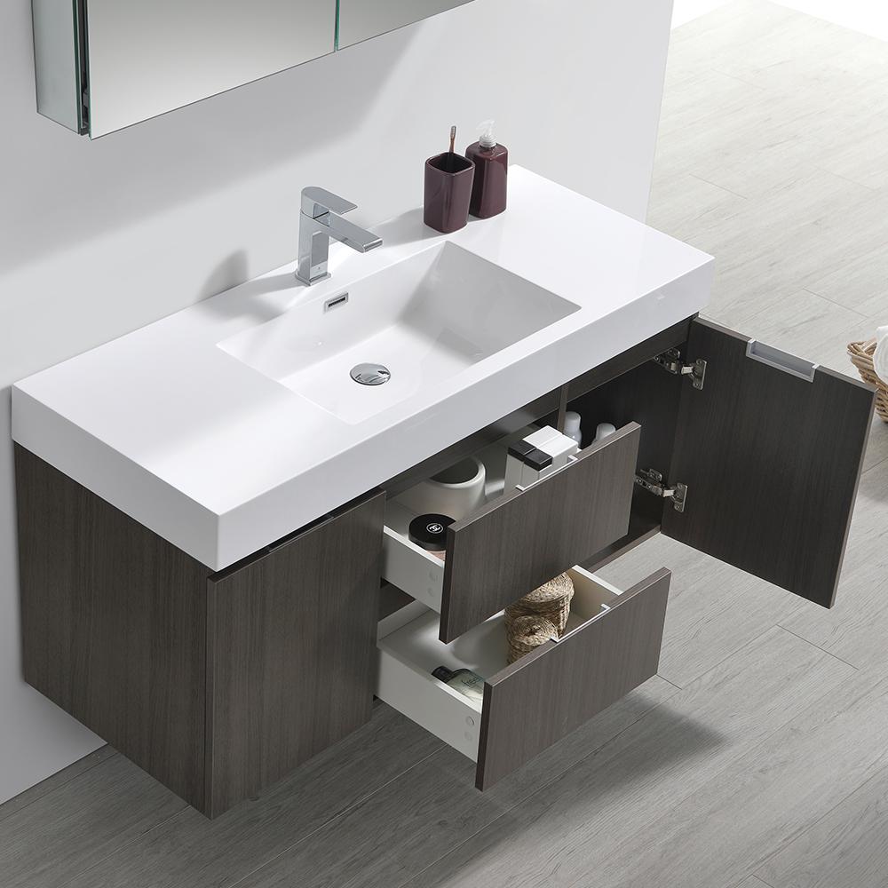 Fresca Valencia 48" Wall Hung Modern Bathroom Vanity w/ Medicine Cabinet Vanity Fresca 