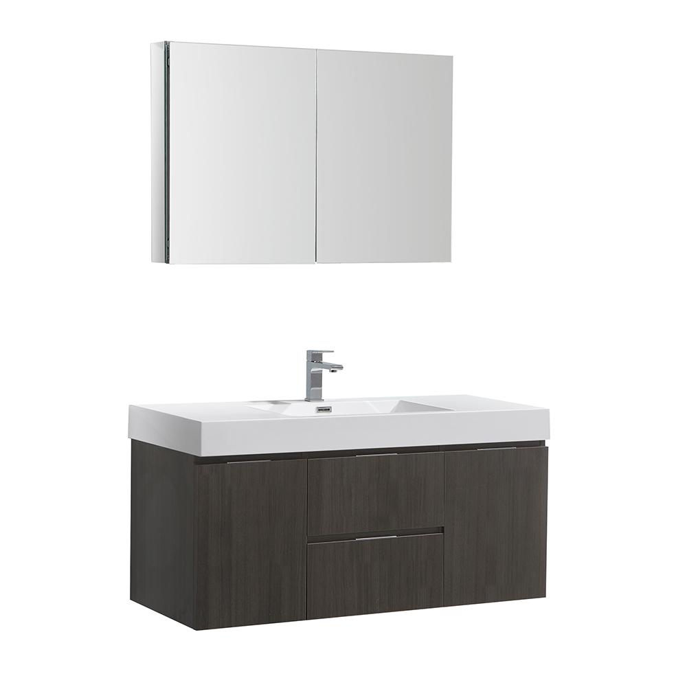 Fresca Valencia 48" Wall Hung Modern Bathroom Vanity w/ Medicine Cabinet Vanity Fresca Gray Oak 