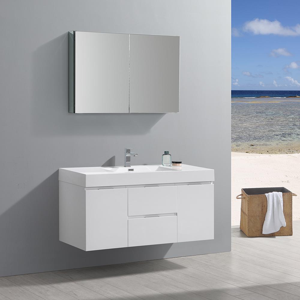 Fresca Valencia 48" Wall Hung Modern Bathroom Vanity w/ Medicine Cabinet Vanity Fresca 