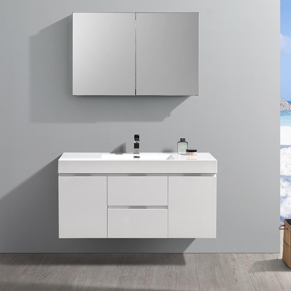Fresca Valencia 48" Wall Hung Modern Bathroom Vanity w/ Medicine Cabinet Vanity Fresca 