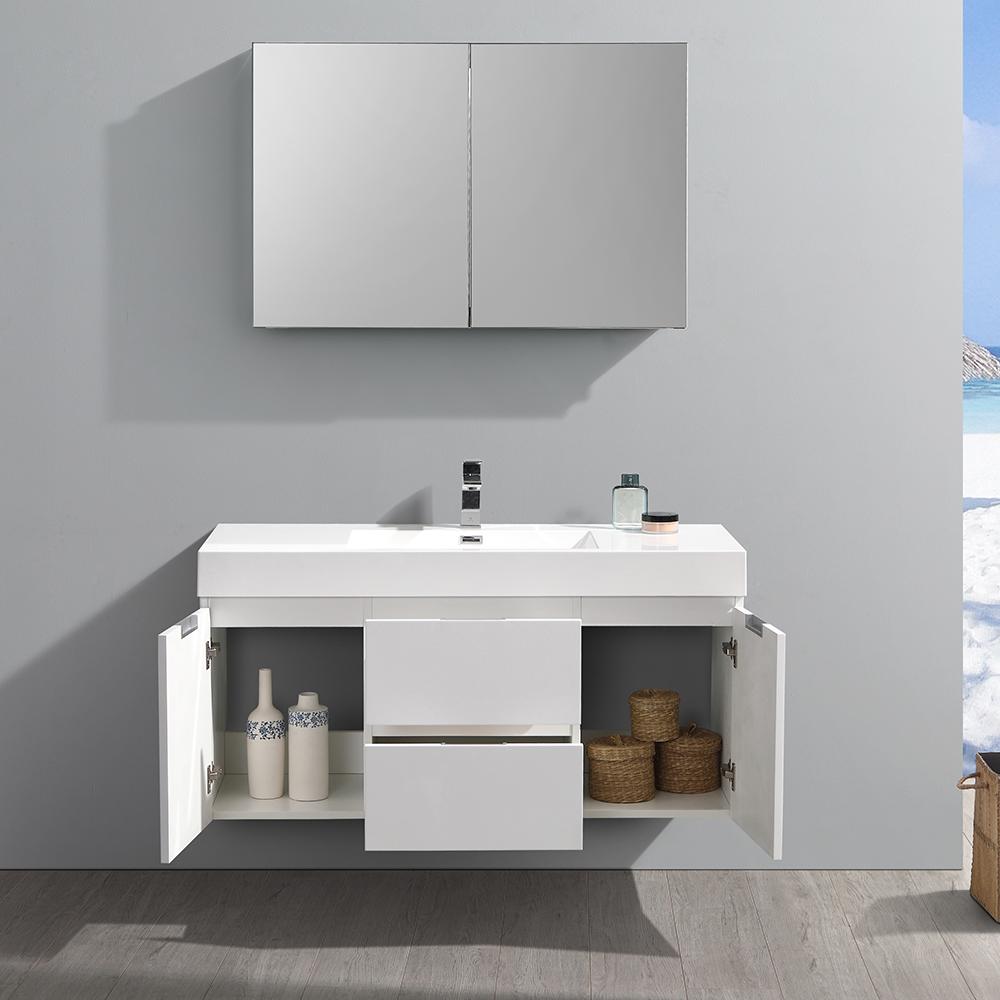 Fresca Valencia 48" Wall Hung Modern Bathroom Vanity w/ Medicine Cabinet Vanity Fresca 