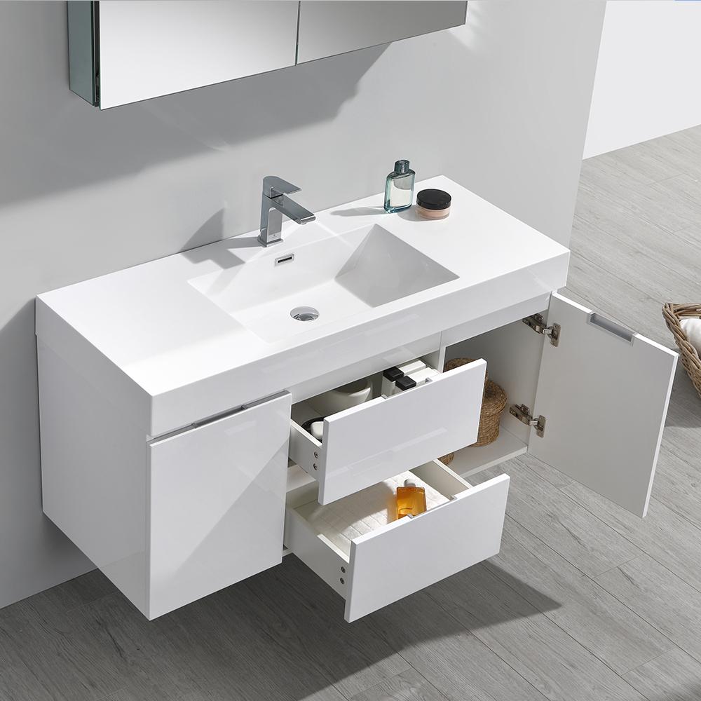 Fresca Valencia 48" Wall Hung Modern Bathroom Vanity w/ Medicine Cabinet Vanity Fresca 