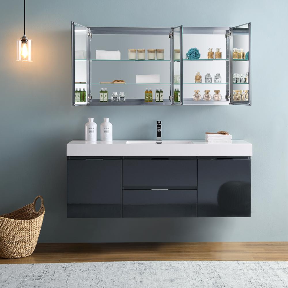 Fresca Valencia 60" Wall Hung Modern Bathroom Vanity w/ Medicine Cabinet Vanity Fresca 