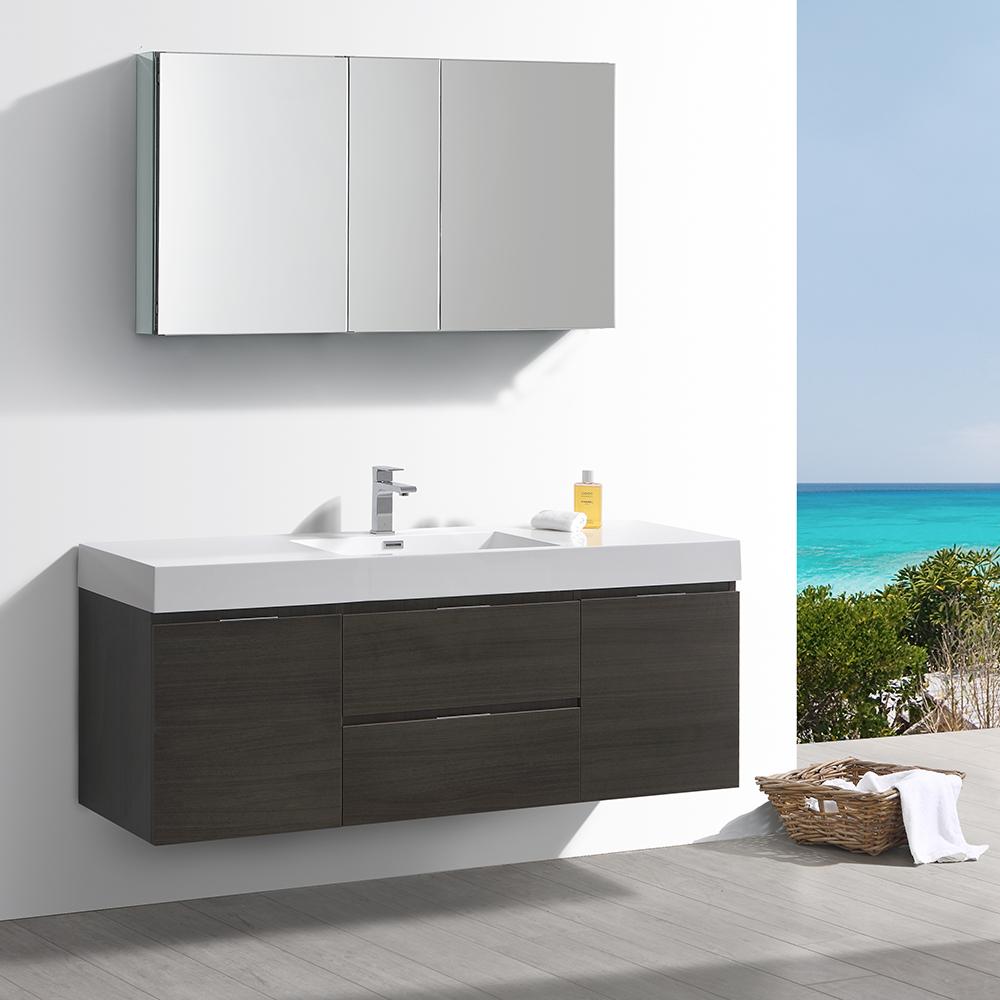 Fresca Valencia 60" Wall Hung Modern Bathroom Vanity w/ Medicine Cabinet Vanity Fresca 