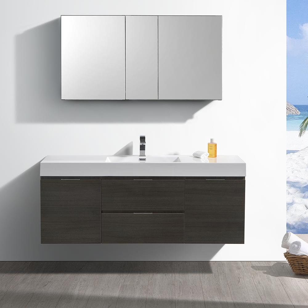 Fresca Valencia 60" Wall Hung Modern Bathroom Vanity w/ Medicine Cabinet Vanity Fresca 