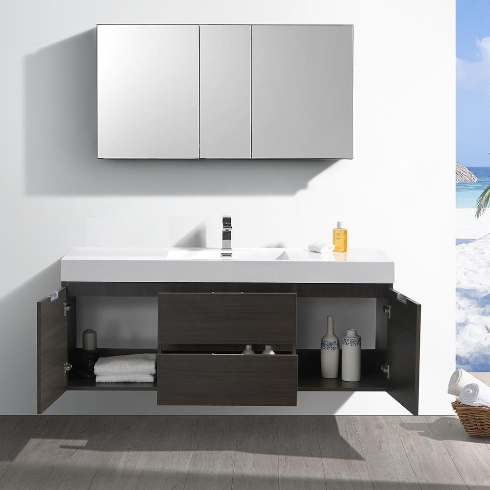 Fresca Valencia 60" Wall Hung Modern Bathroom Vanity w/ Medicine Cabinet Vanity Fresca 