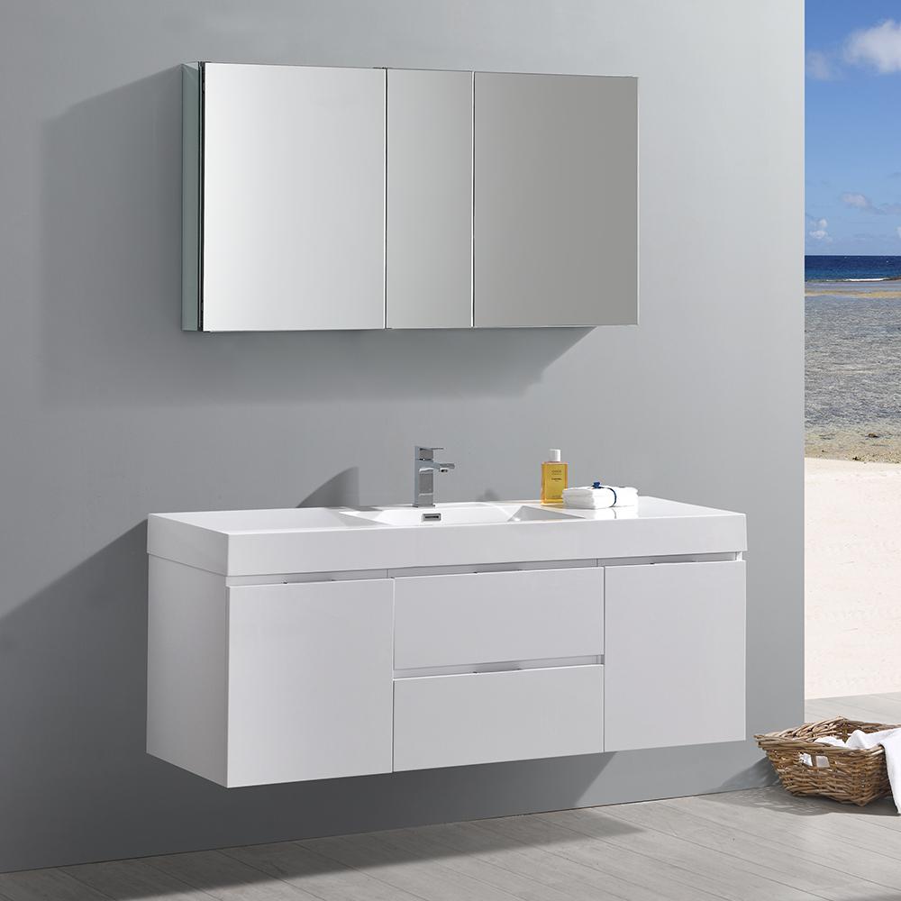 Fresca Valencia 60" Wall Hung Modern Bathroom Vanity w/ Medicine Cabinet Vanity Fresca 
