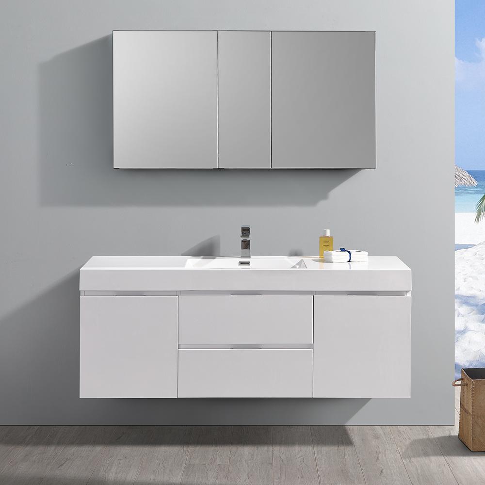 Fresca Valencia 60" Wall Hung Modern Bathroom Vanity w/ Medicine Cabinet Vanity Fresca 