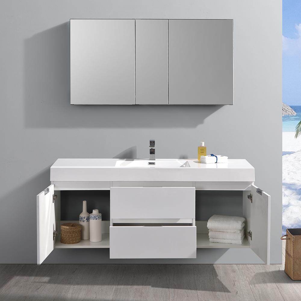Fresca Valencia 60" Wall Hung Modern Bathroom Vanity w/ Medicine Cabinet Vanity Fresca 