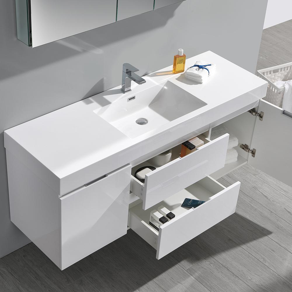Fresca Valencia 60" Wall Hung Modern Bathroom Vanity w/ Medicine Cabinet Vanity Fresca 