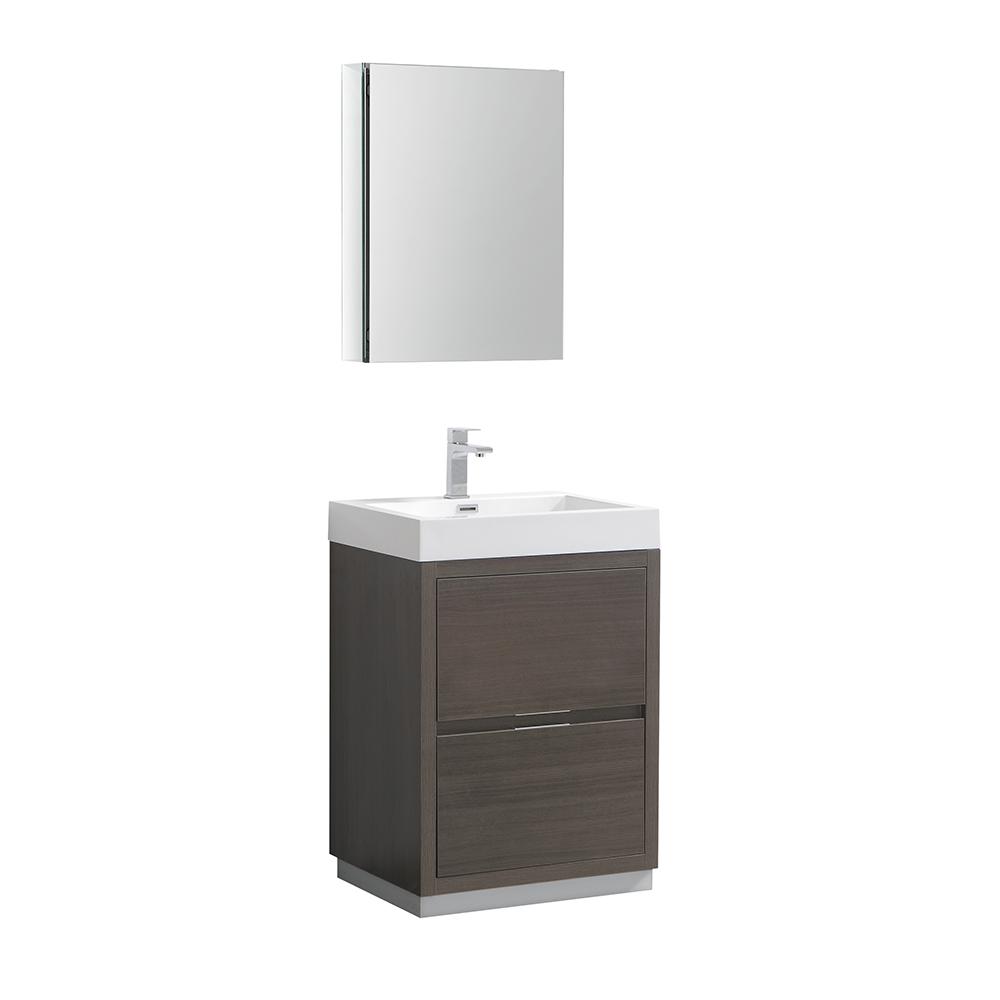 Fresca Valencia 24" Free Standing Modern Bathroom Vanity w/ Medicine Cabinet Vanity Fresca Gray Oak 