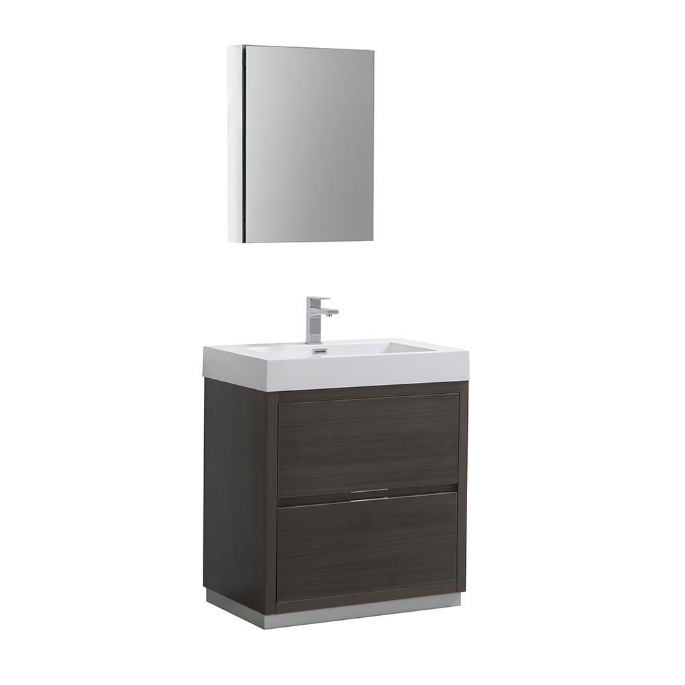 Fresca Valencia 30"Free Standing Modern Bathroom Vanity w/ Medicine Cabinet Vanity Fresca Gray Oak 