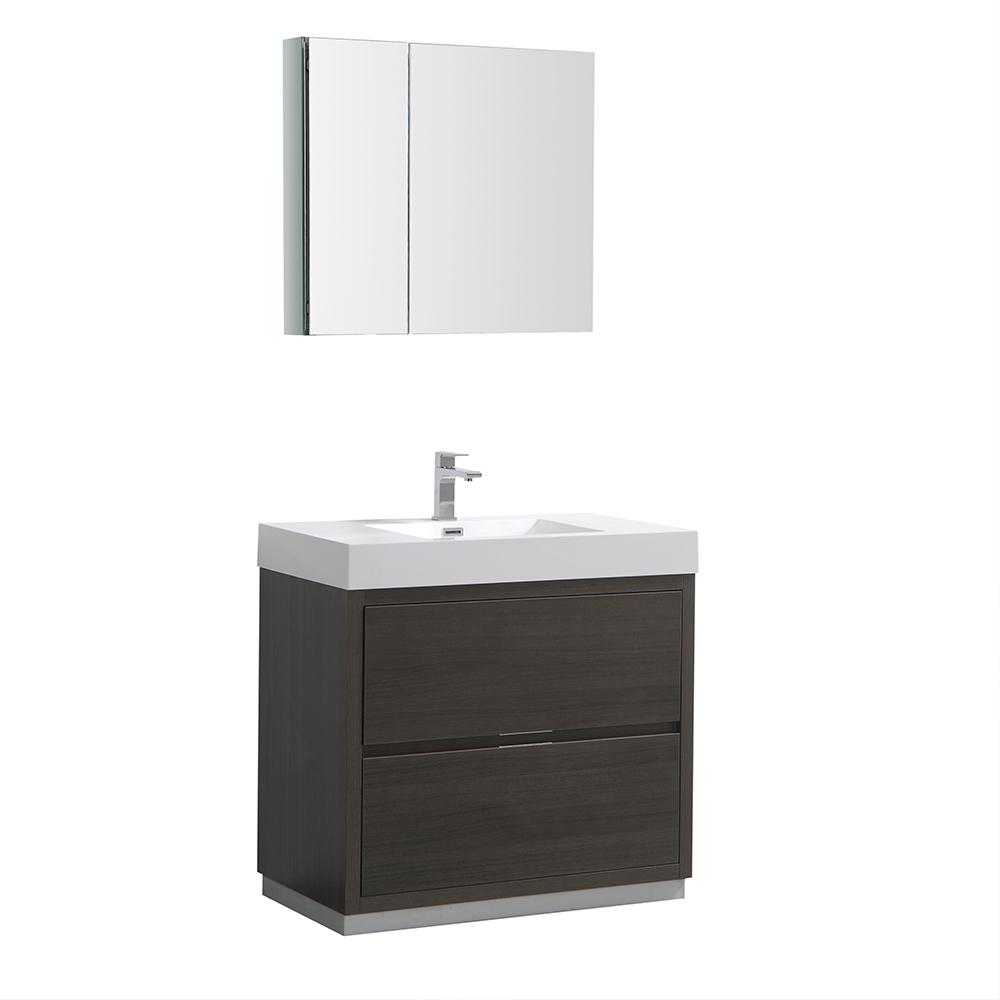 Fresca Valencia 36" Free Standing Modern Bathroom Vanity w/ Medicine Cabinet Vanity Fresca Gray Oak 