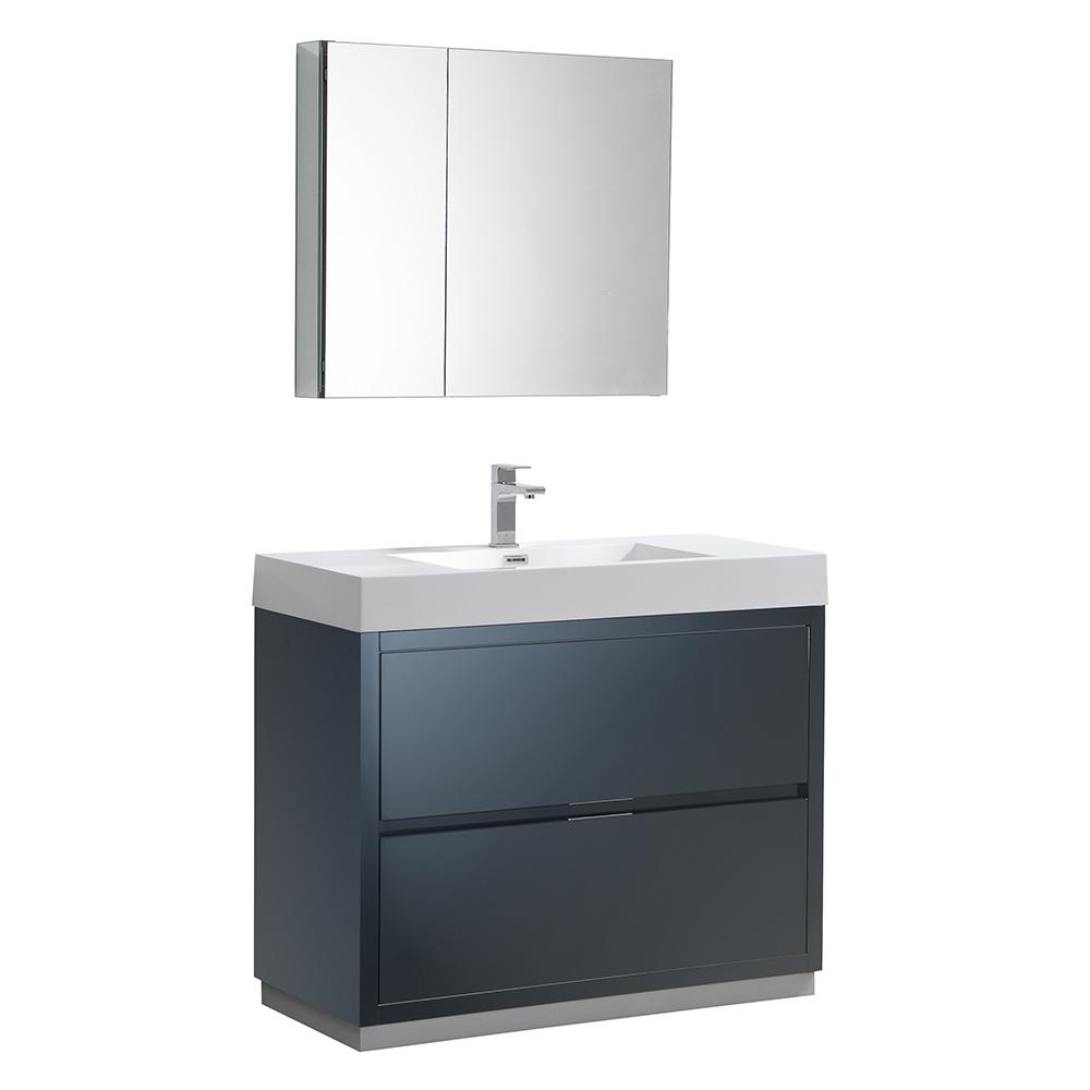 Fresca Valencia 40" Free Standing Modern Bathroom Vanity w/ Medicine Cabinet Vanity Fresca Dark Slate Gray 