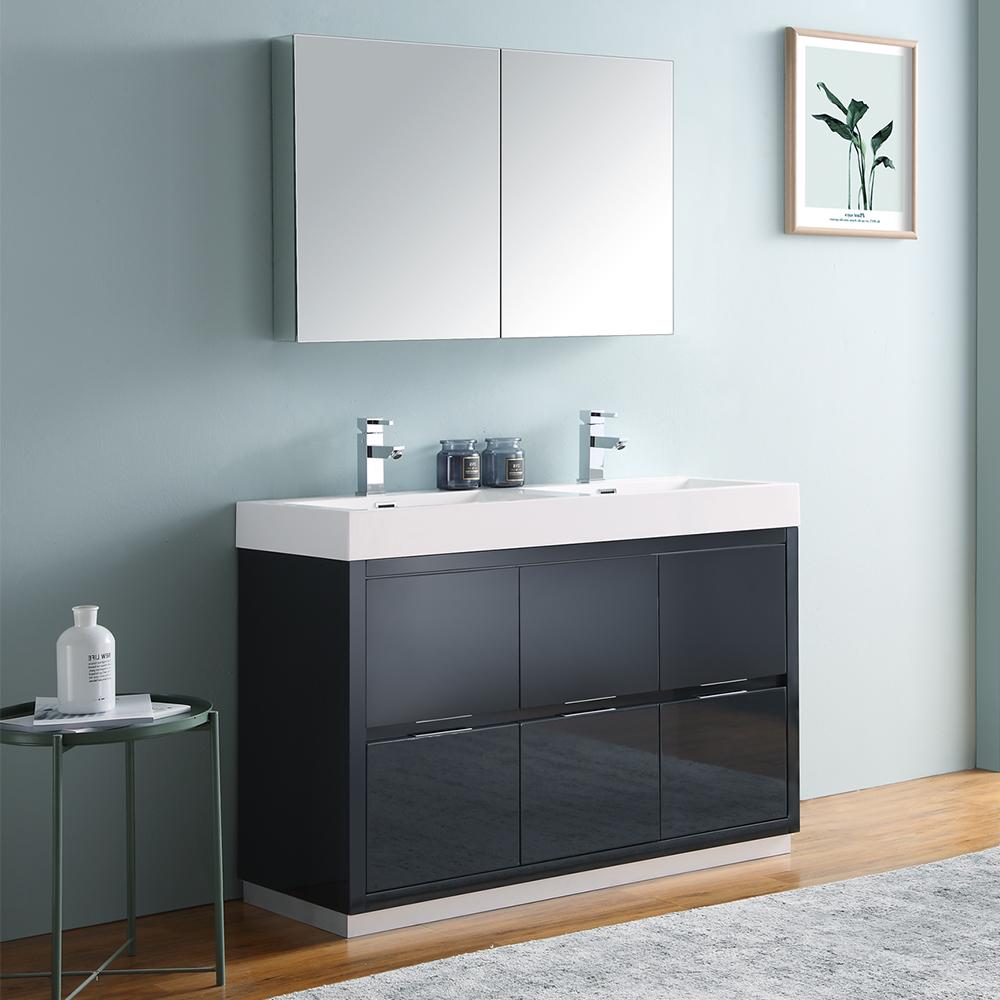 Fresca Valencia 48" Free Standing Double Sink Modern Bathroom Vanity w/ Medicine Cabinet Vanity Fresca 