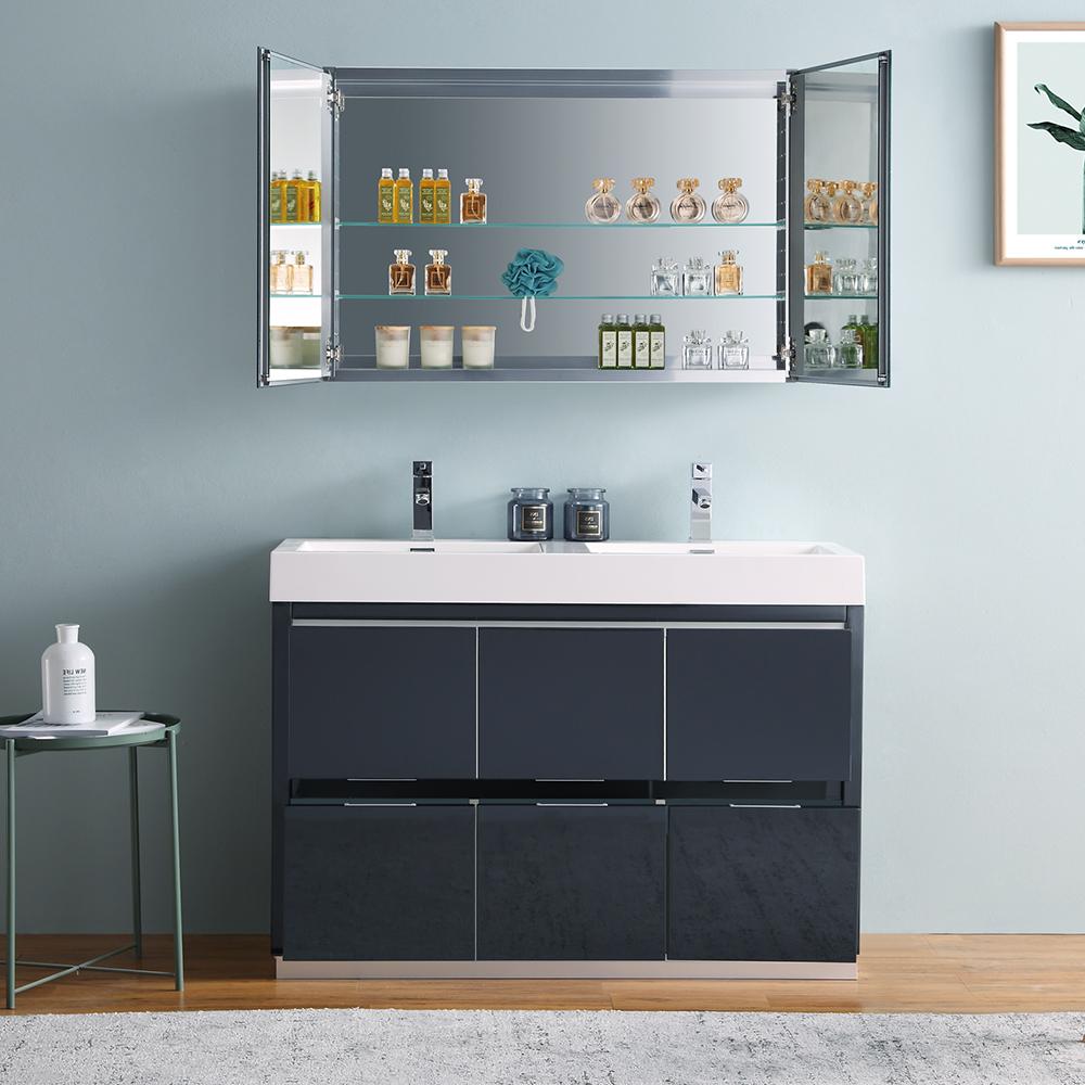 Fresca Valencia 48" Free Standing Double Sink Modern Bathroom Vanity w/ Medicine Cabinet Vanity Fresca 