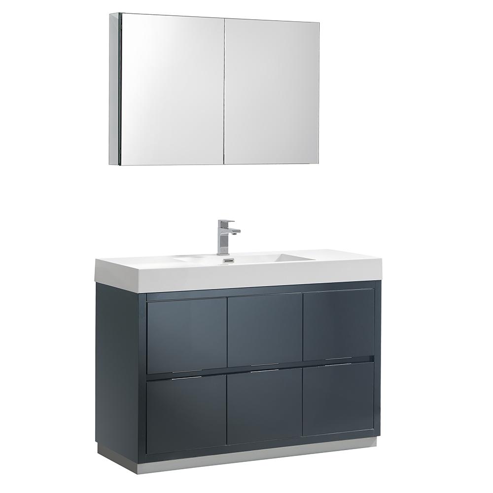 Fresca Valencia 48"Free Standing Modern Bathroom Vanity w/ Medicine Cabinet Vanity Fresca Dark Slate Gray 