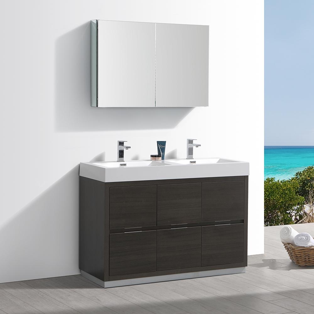 Fresca Valencia 48" Free Standing Double Sink Modern Bathroom Vanity w/ Medicine Cabinet Vanity Fresca 