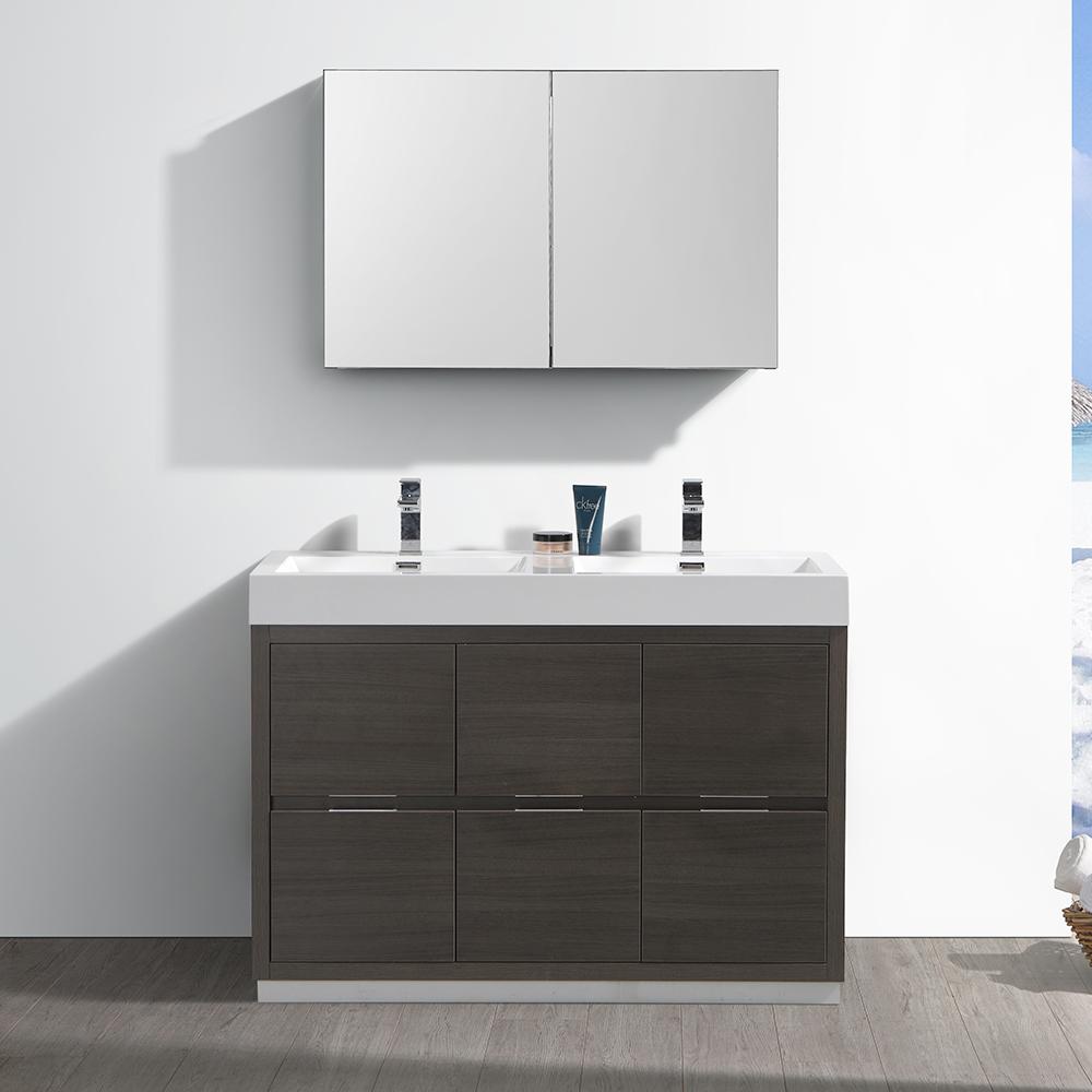 Fresca Valencia 48" Free Standing Double Sink Modern Bathroom Vanity w/ Medicine Cabinet Vanity Fresca 