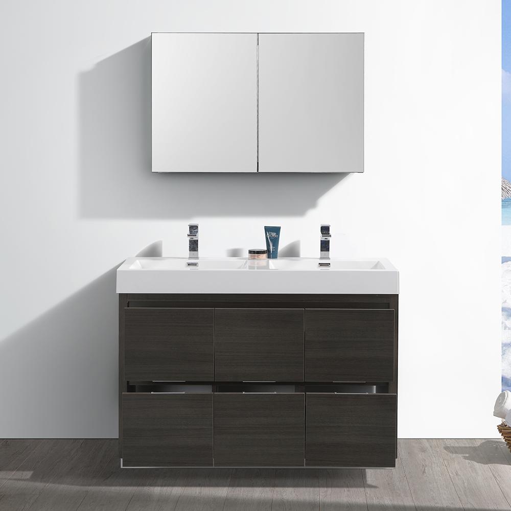Fresca Valencia 48" Free Standing Double Sink Modern Bathroom Vanity w/ Medicine Cabinet Vanity Fresca 