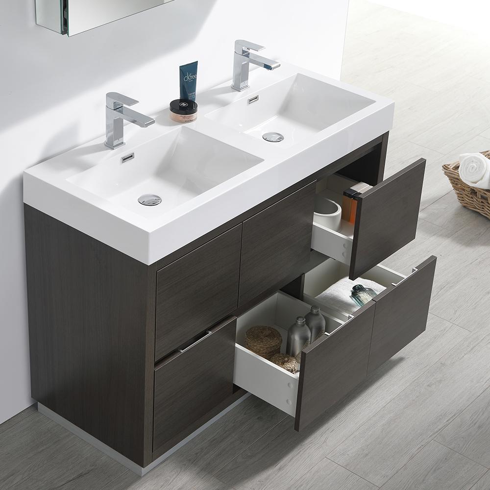 Fresca Valencia 48" Free Standing Double Sink Modern Bathroom Vanity w/ Medicine Cabinet Vanity Fresca 