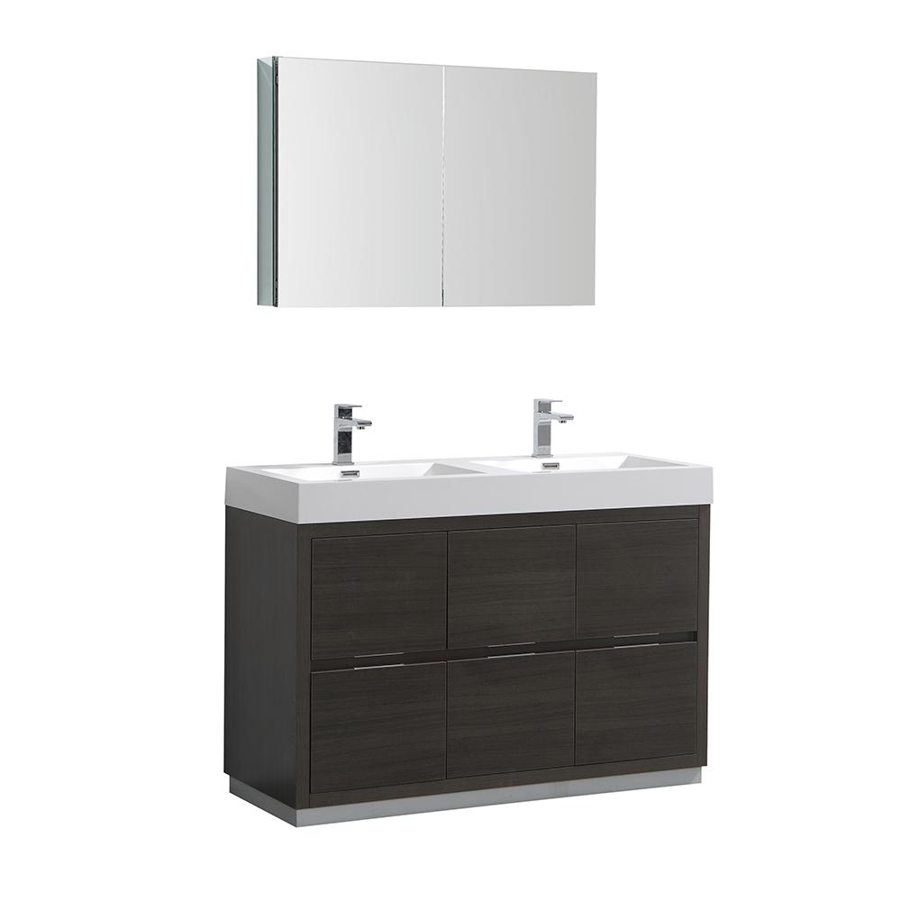 Fresca Valencia 48" Free Standing Double Sink Modern Bathroom Vanity w/ Medicine Cabinet Vanity Fresca 