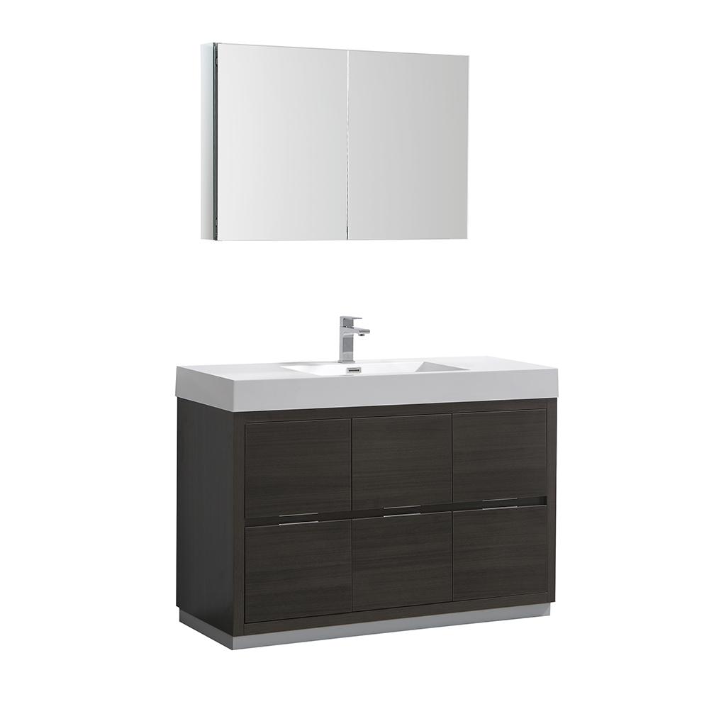 Fresca Valencia 48"Free Standing Modern Bathroom Vanity w/ Medicine Cabinet Vanity Fresca Gray Oak 
