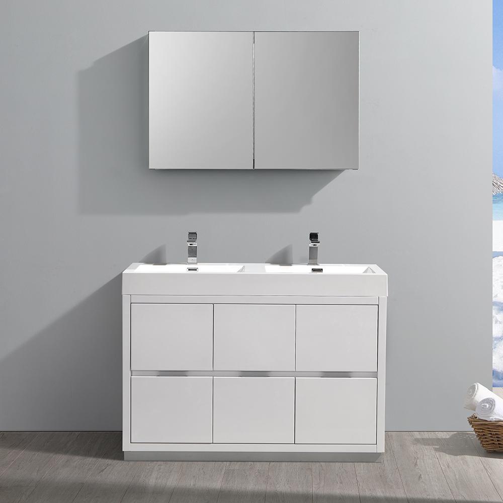 Fresca Valencia 48" Free Standing Double Sink Modern Bathroom Vanity w/ Medicine Cabinet Vanity Fresca 