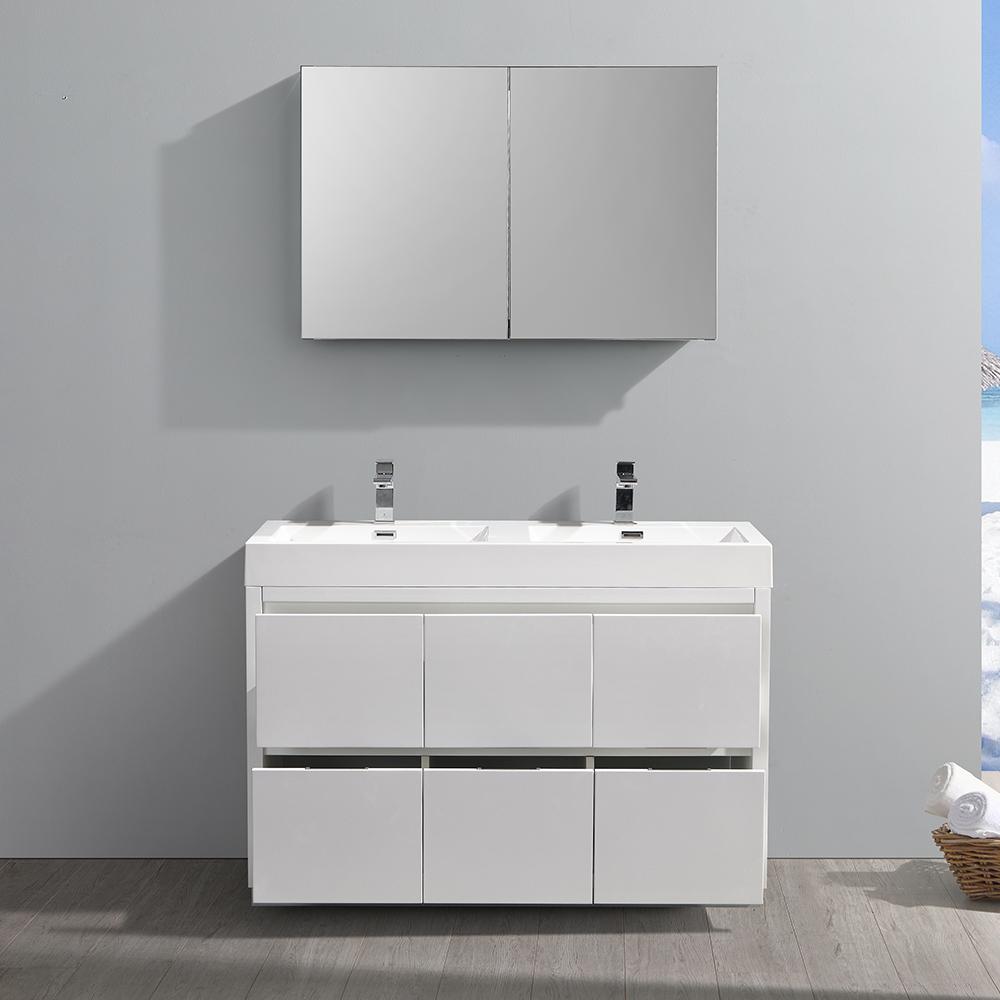 Fresca Valencia 48" Free Standing Double Sink Modern Bathroom Vanity w/ Medicine Cabinet Vanity Fresca 
