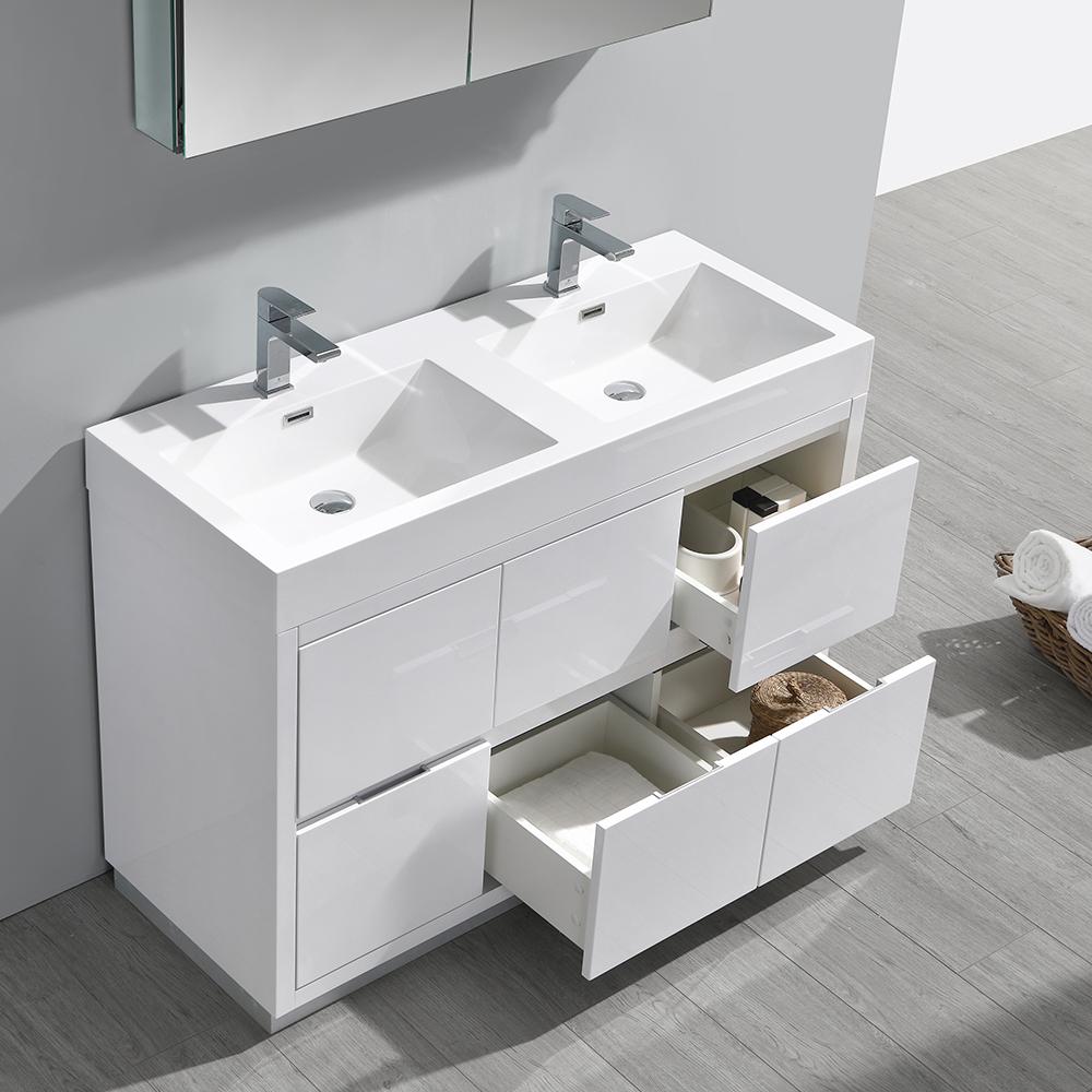 Fresca Valencia 48" Free Standing Double Sink Modern Bathroom Vanity w/ Medicine Cabinet Vanity Fresca 