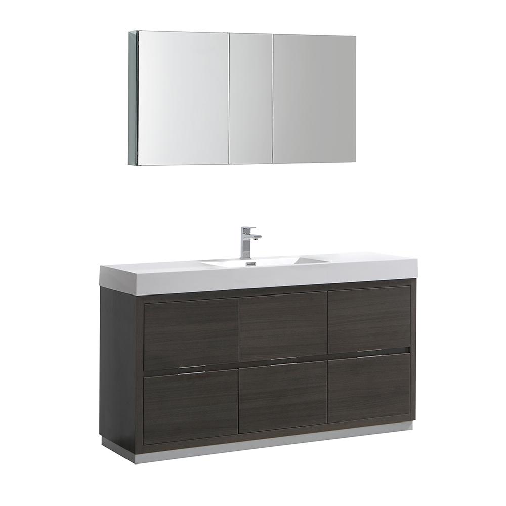Fresca Valencia 60" Free Standing Modern Bathroom Vanity w/ Medicine Cabinet Vanity Fresca Gray Oak 