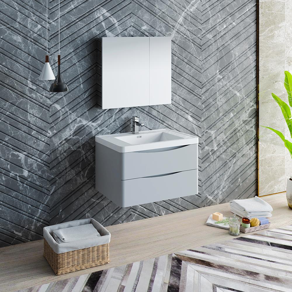 Fresca Tuscany 32" Wall Hung Modern Bathroom Vanity w/ Medicine Cabinet Vanity Fresca 