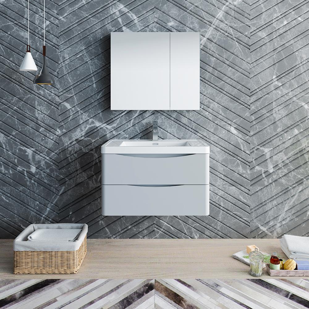 Fresca Tuscany 32" Wall Hung Modern Bathroom Vanity w/ Medicine Cabinet Vanity Fresca 