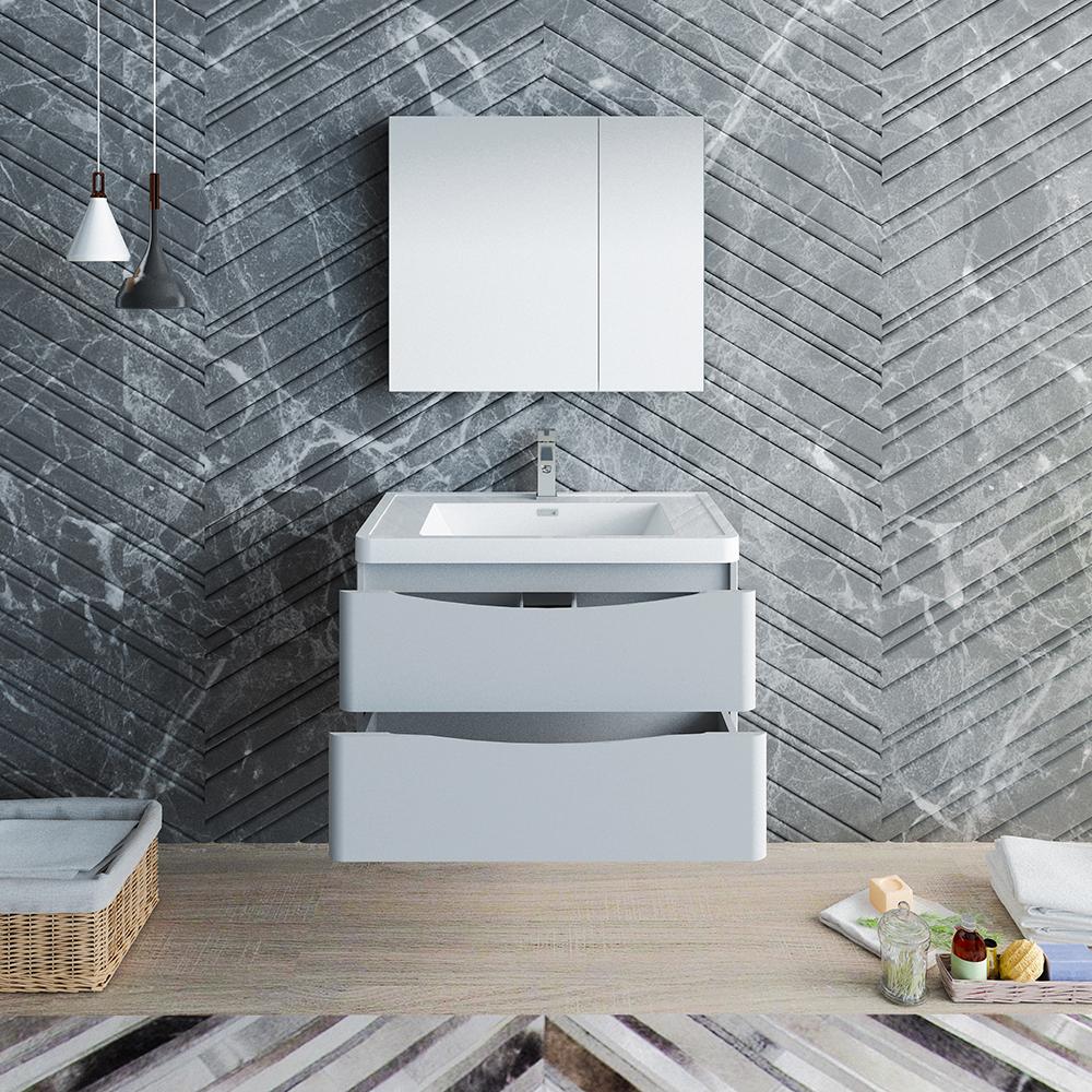 Fresca Tuscany 32" Wall Hung Modern Bathroom Vanity w/ Medicine Cabinet Vanity Fresca 