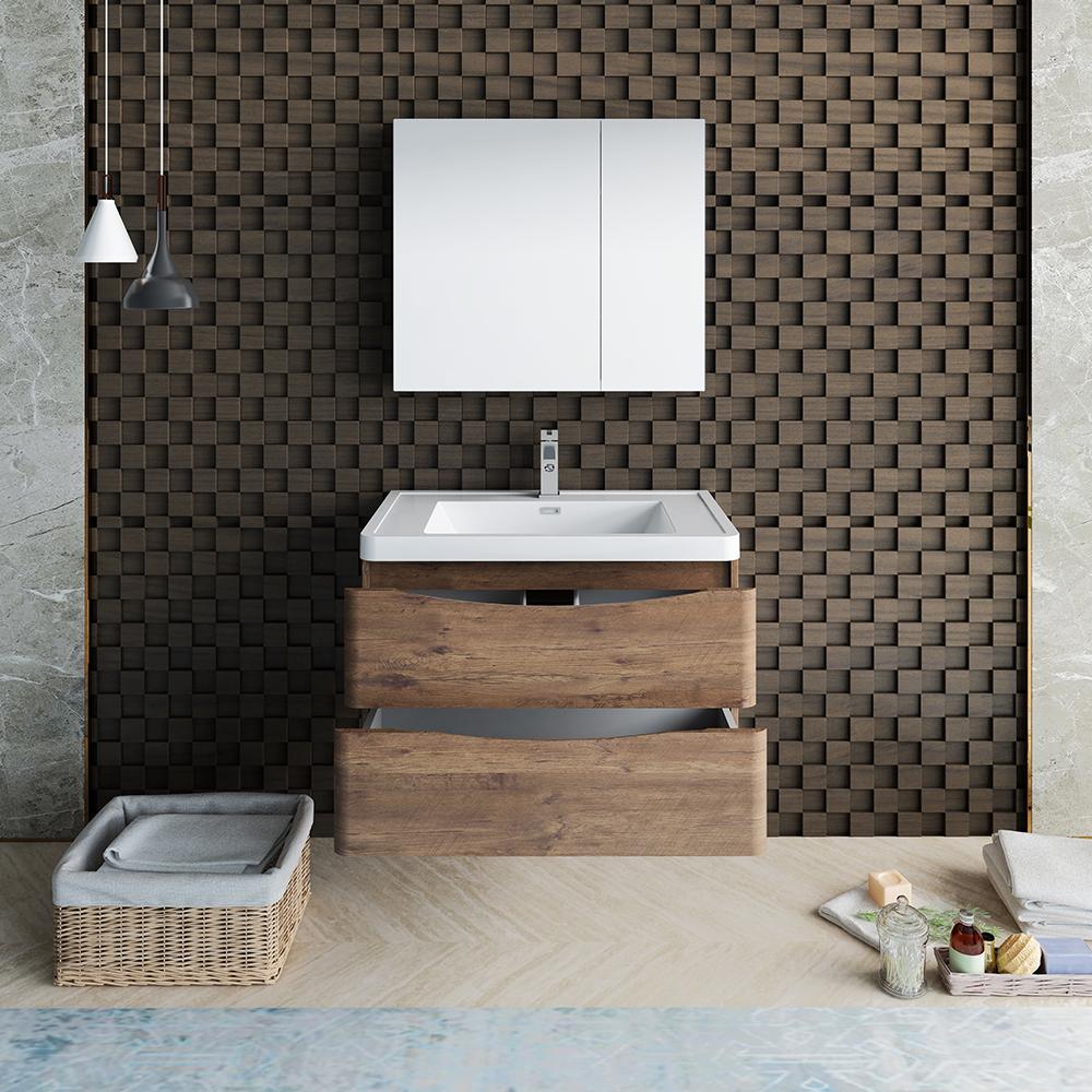 Fresca Tuscany 32" Wall Hung Modern Bathroom Vanity w/ Medicine Cabinet Vanity Fresca 