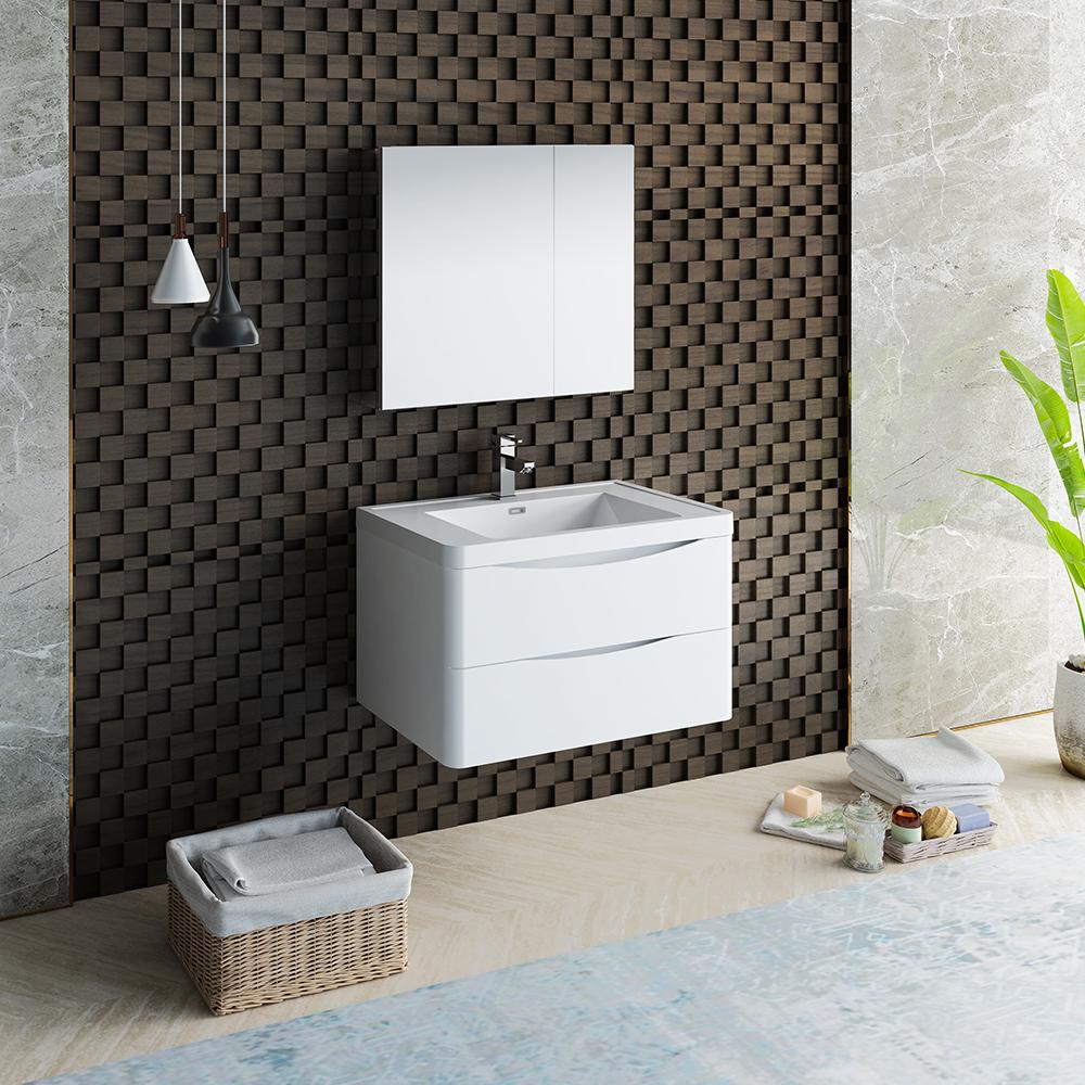 Fresca Tuscany 32" Wall Hung Modern Bathroom Vanity w/ Medicine Cabinet Vanity Fresca 