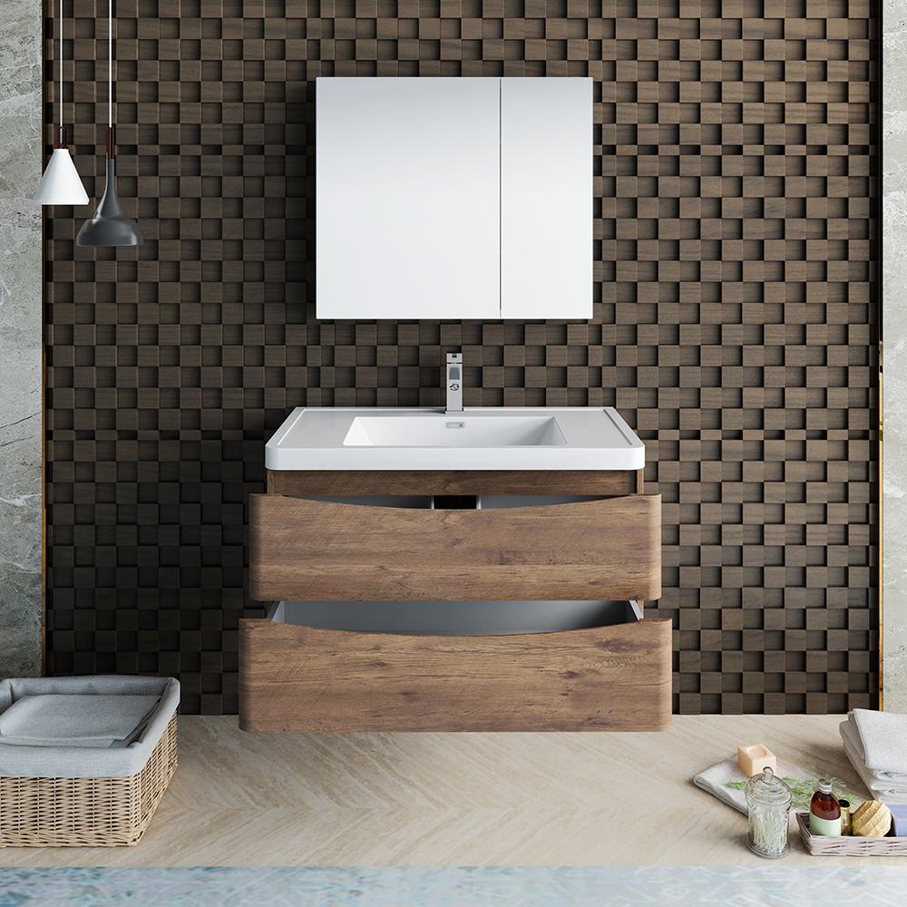 Fresca Tuscany 36" Wall Hung Modern Bathroom Vanity w/ Medicine Cabinet Vanity Fresca 