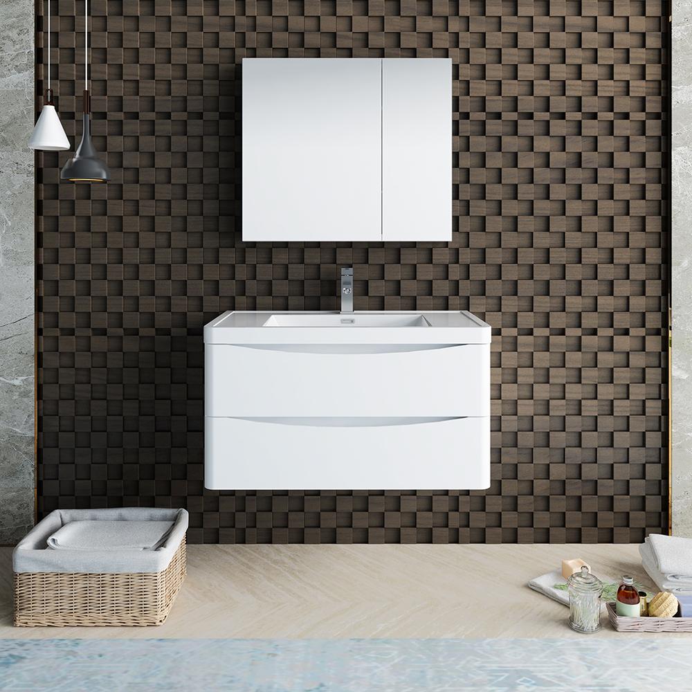 Fresca Tuscany 36" Wall Hung Modern Bathroom Vanity w/ Medicine Cabinet Vanity Fresca 
