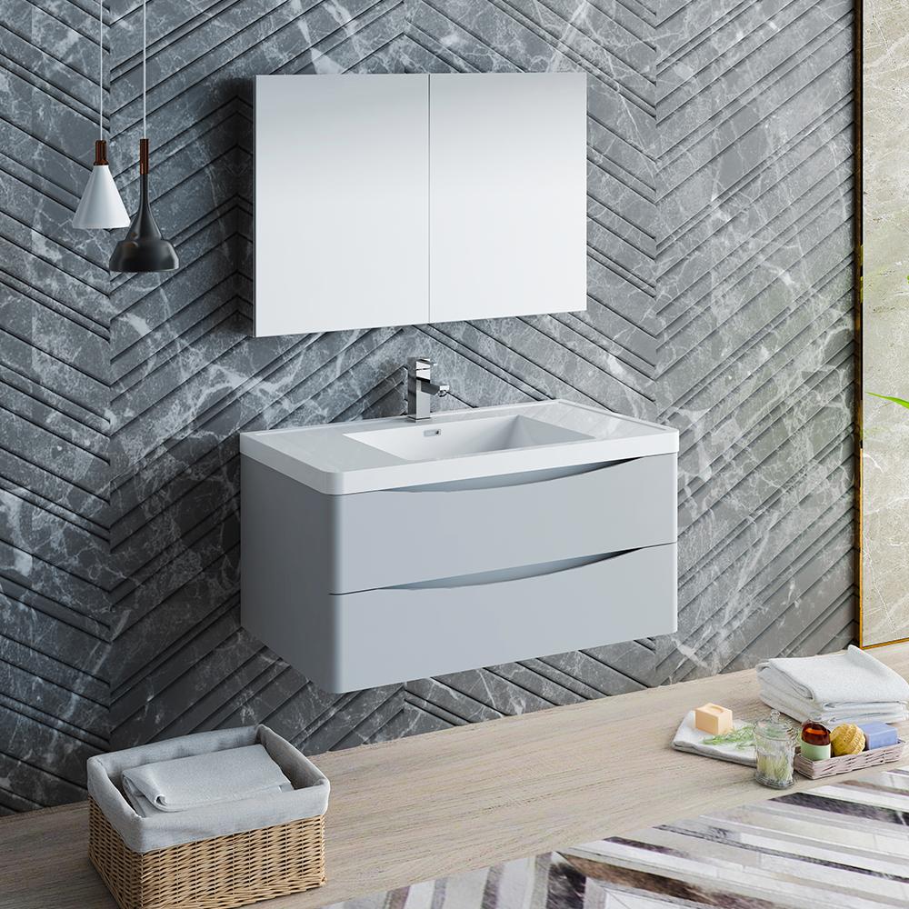 Fresca Tuscany 40" Wall Hung Modern Bathroom Vanity w/ Medicine Cabinet Vanity Fresca 