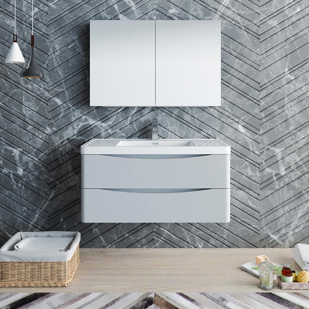 Fresca Tuscany 40" Wall Hung Modern Bathroom Vanity w/ Medicine Cabinet Vanity Fresca 