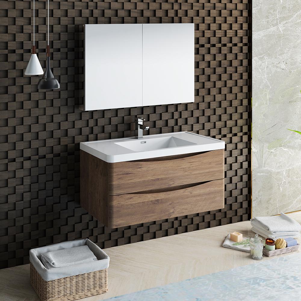 Fresca Tuscany 40" Wall Hung Modern Bathroom Vanity w/ Medicine Cabinet Vanity Fresca 