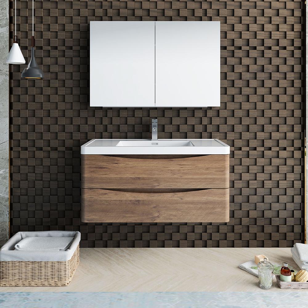 Fresca Tuscany 40" Wall Hung Modern Bathroom Vanity w/ Medicine Cabinet Vanity Fresca 