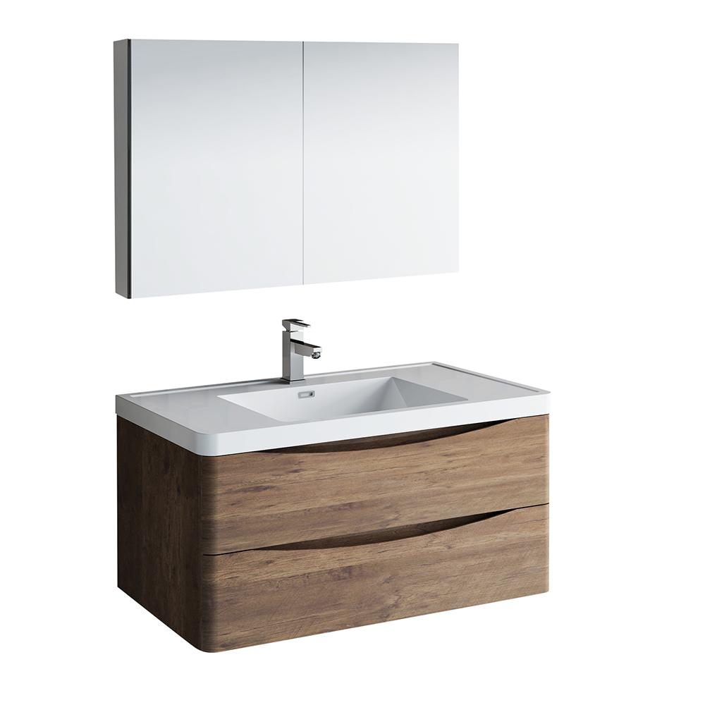 Fresca Tuscany 40" Wall Hung Modern Bathroom Vanity w/ Medicine Cabinet Vanity Fresca Rosewood 