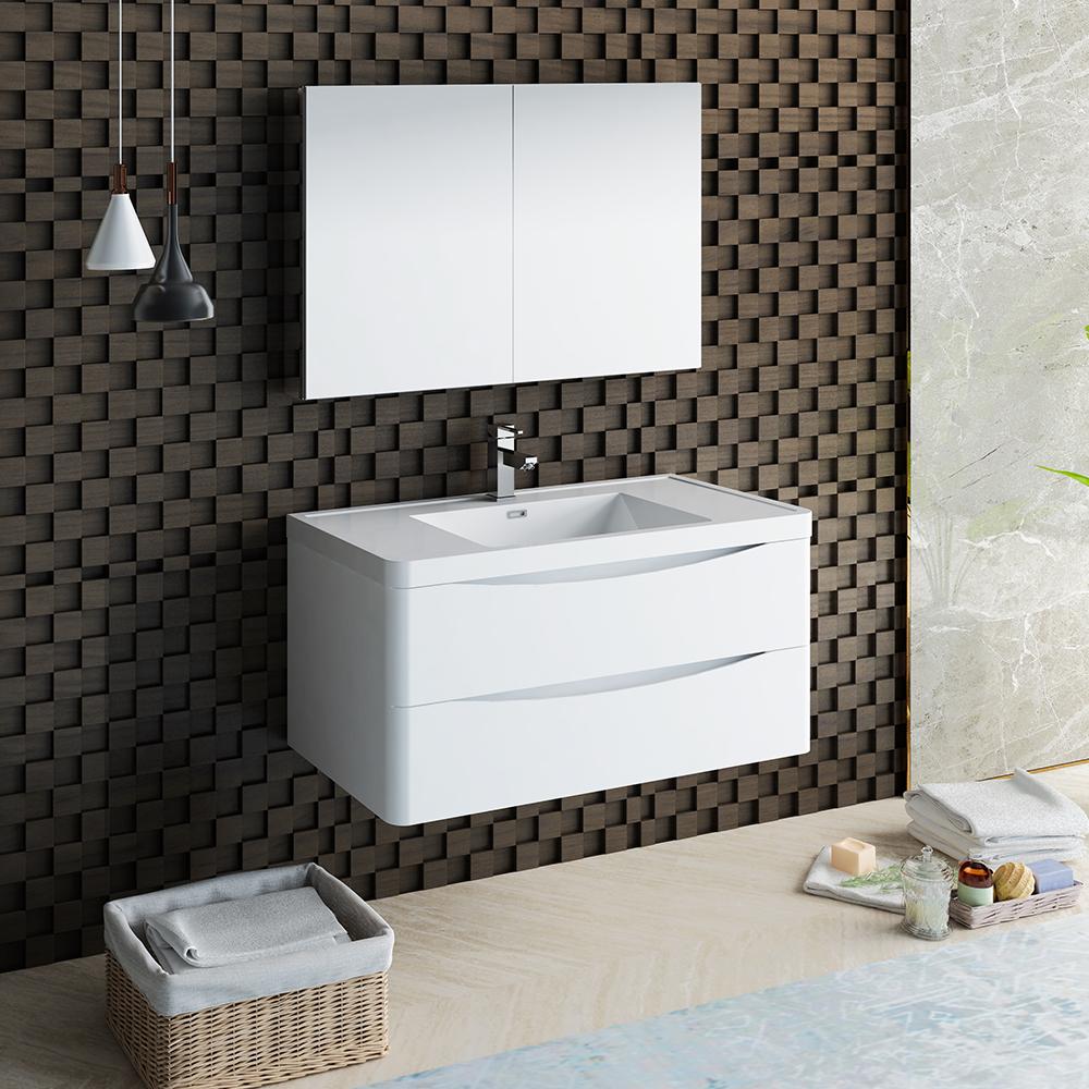 Fresca Tuscany 40" Wall Hung Modern Bathroom Vanity w/ Medicine Cabinet Vanity Fresca 